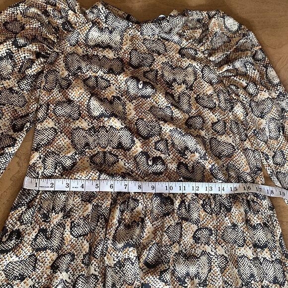 Zara Snakeskin Puff Sleeve Midi Dress Size Small - Picture 9 of 12